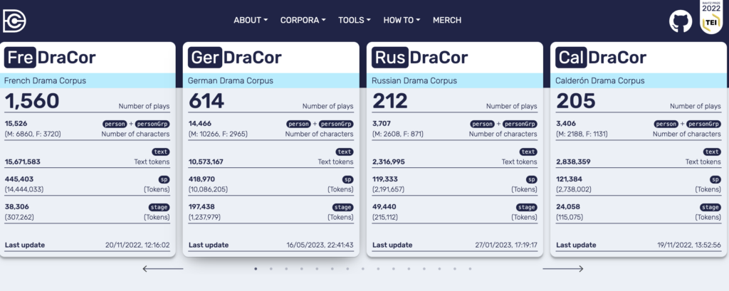 Image shows the user interface of DraCor